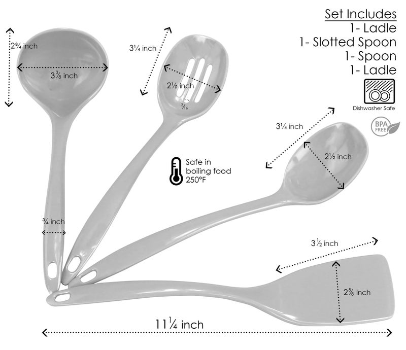 Reston Lloyd 100% Melamine Kitchen Utensil Set, Non Scratching Ladle, Spoon, Slotted Spoon & Spatula, Easy To Hold, Set of 4, Indigo - Image 2
